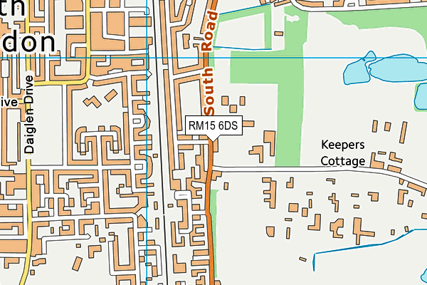 RM15 6DS map - OS VectorMap District (Ordnance Survey)