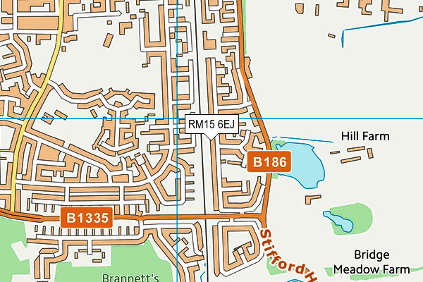 RM15 6EJ map - OS VectorMap District (Ordnance Survey)