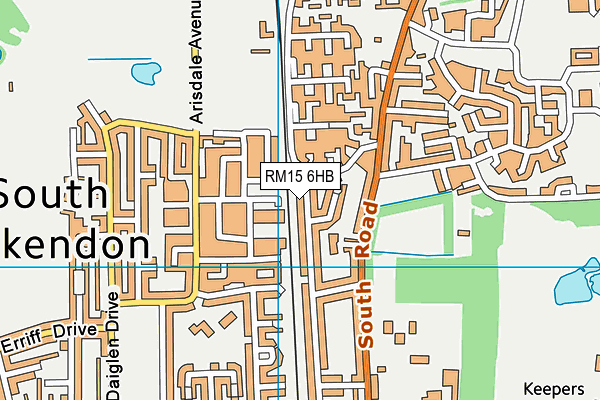 RM15 6HB map - OS VectorMap District (Ordnance Survey)