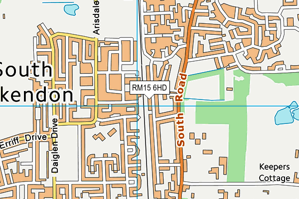 RM15 6HD map - OS VectorMap District (Ordnance Survey)