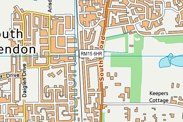 RM15 6HR map - OS VectorMap District (Ordnance Survey)