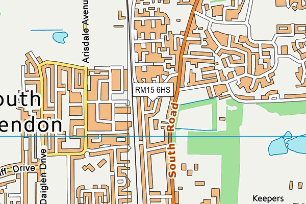 RM15 6HS map - OS VectorMap District (Ordnance Survey)