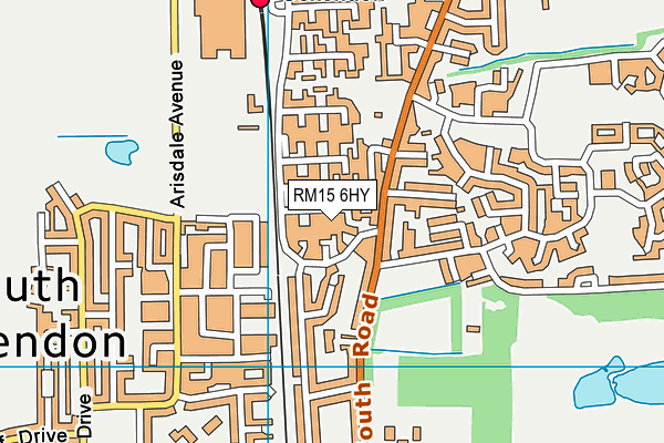 RM15 6HY map - OS VectorMap District (Ordnance Survey)