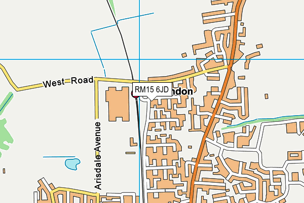 RM15 6JD map - OS VectorMap District (Ordnance Survey)