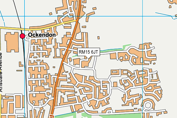 RM15 6JT map - OS VectorMap District (Ordnance Survey)