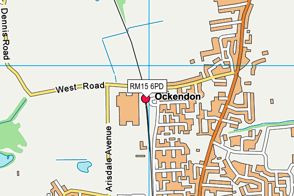 RM15 6PD map - OS VectorMap District (Ordnance Survey)