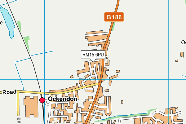 RM15 6PU map - OS VectorMap District (Ordnance Survey)