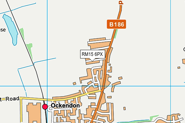 RM15 6PX map - OS VectorMap District (Ordnance Survey)