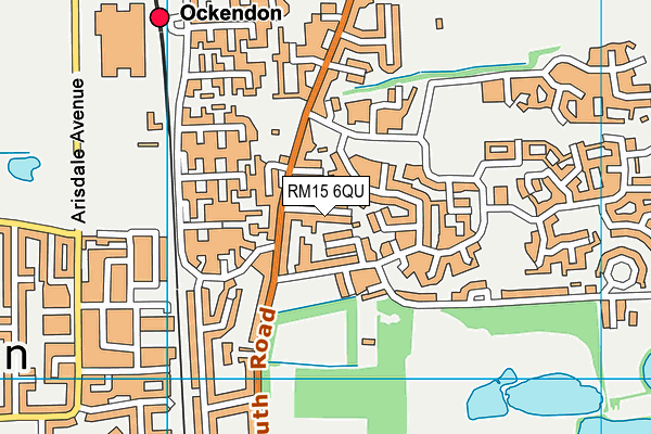 RM15 6QU map - OS VectorMap District (Ordnance Survey)