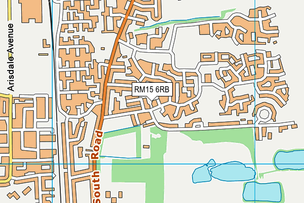 RM15 6RB map - OS VectorMap District (Ordnance Survey)