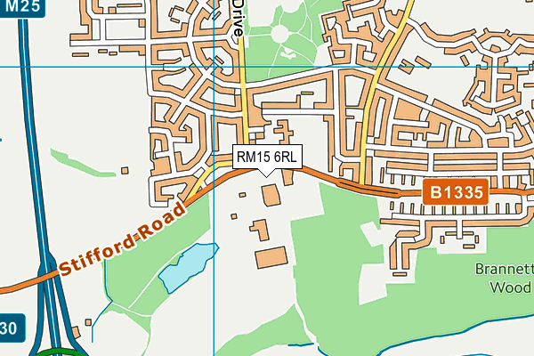 RM15 6RL map - OS VectorMap District (Ordnance Survey)