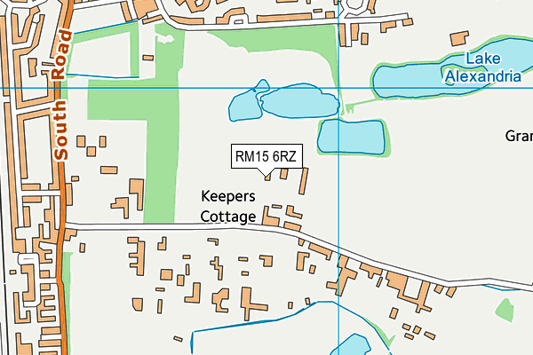 RM15 6RZ map - OS VectorMap District (Ordnance Survey)