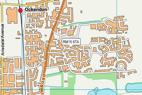 RM15 6TA map - OS VectorMap District (Ordnance Survey)
