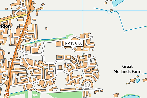 RM15 6TX map - OS VectorMap District (Ordnance Survey)