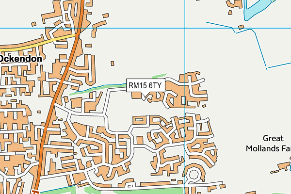 RM15 6TY map - OS VectorMap District (Ordnance Survey)
