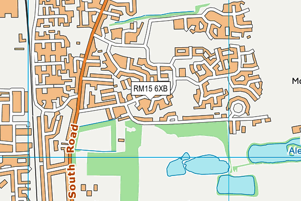 RM15 6XB map - OS VectorMap District (Ordnance Survey)