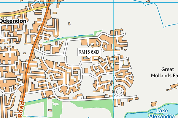 RM15 6XD map - OS VectorMap District (Ordnance Survey)