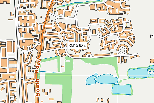 RM15 6XE map - OS VectorMap District (Ordnance Survey)