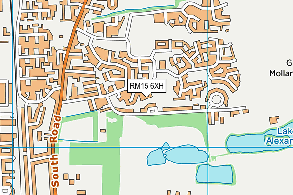 RM15 6XH map - OS VectorMap District (Ordnance Survey)