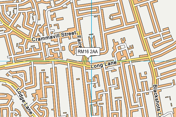 RM16 2AA map - OS VectorMap District (Ordnance Survey)