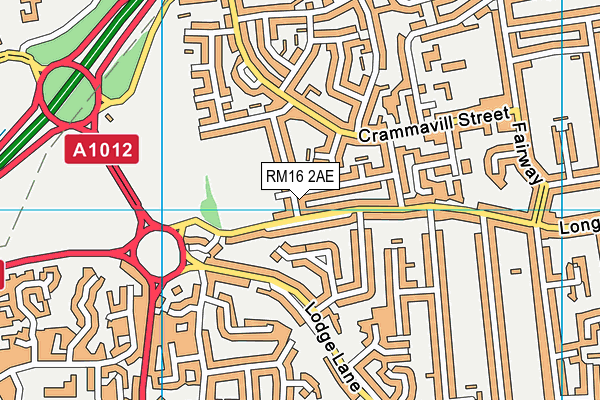 RM16 2AE map - OS VectorMap District (Ordnance Survey)