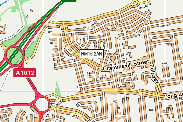 RM16 2AN map - OS VectorMap District (Ordnance Survey)