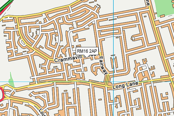 RM16 2AP map - OS VectorMap District (Ordnance Survey)