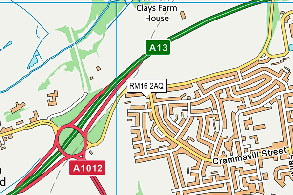 RM16 2AQ map - OS VectorMap District (Ordnance Survey)