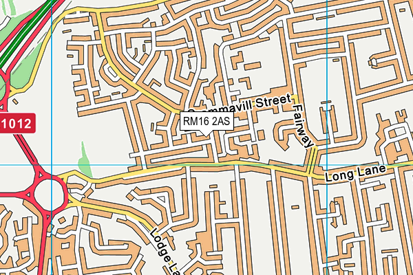 RM16 2AS map - OS VectorMap District (Ordnance Survey)