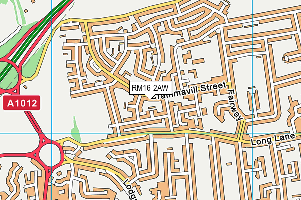 RM16 2AW map - OS VectorMap District (Ordnance Survey)