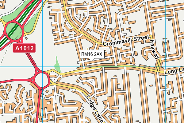 RM16 2AX map - OS VectorMap District (Ordnance Survey)