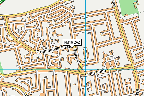 RM16 2AZ map - OS VectorMap District (Ordnance Survey)