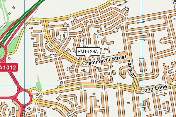 RM16 2BA map - OS VectorMap District (Ordnance Survey)