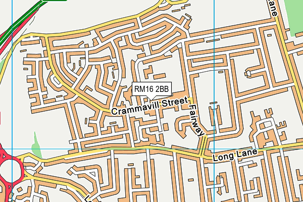 RM16 2BB map - OS VectorMap District (Ordnance Survey)