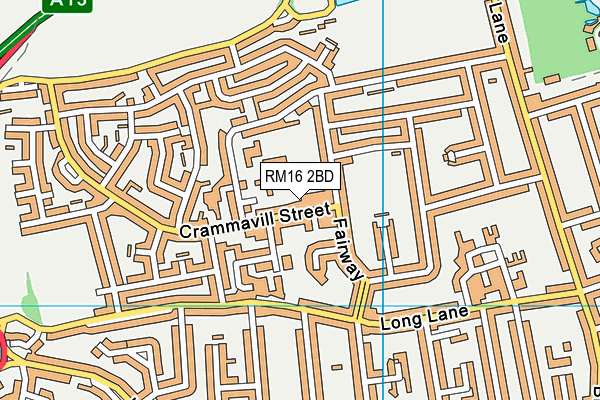 RM16 2BD map - OS VectorMap District (Ordnance Survey)