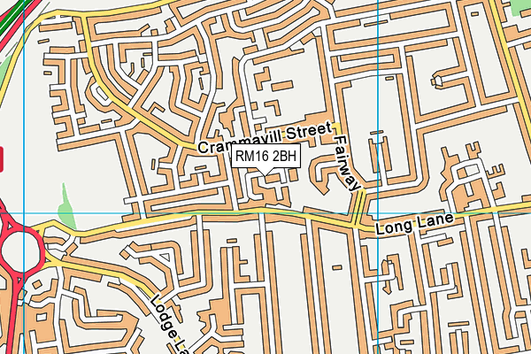 RM16 2BH map - OS VectorMap District (Ordnance Survey)