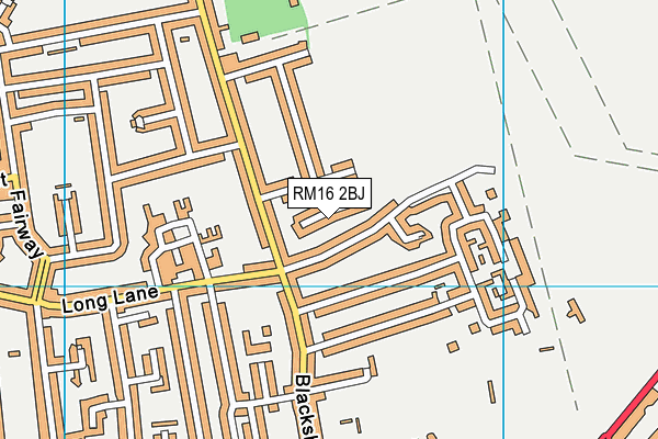 RM16 2BJ map - OS VectorMap District (Ordnance Survey)