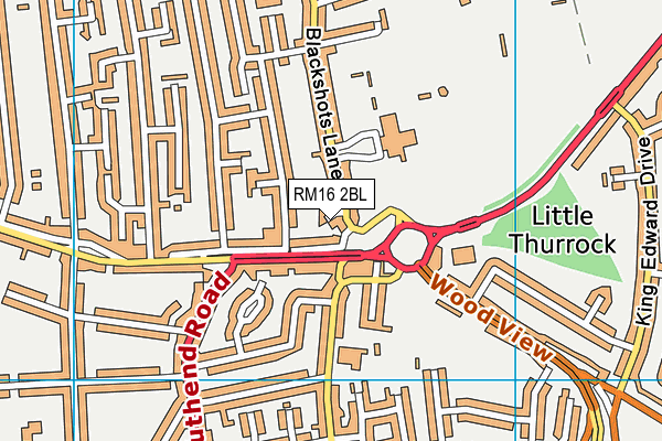 RM16 2BL map - OS VectorMap District (Ordnance Survey)