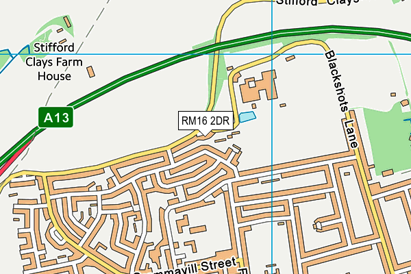 RM16 2DR map - OS VectorMap District (Ordnance Survey)