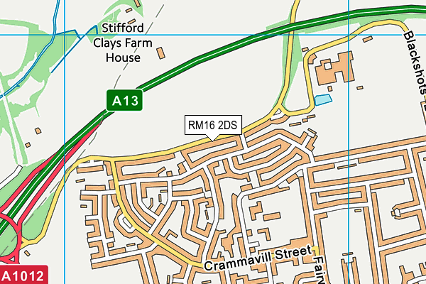 RM16 2DS map - OS VectorMap District (Ordnance Survey)