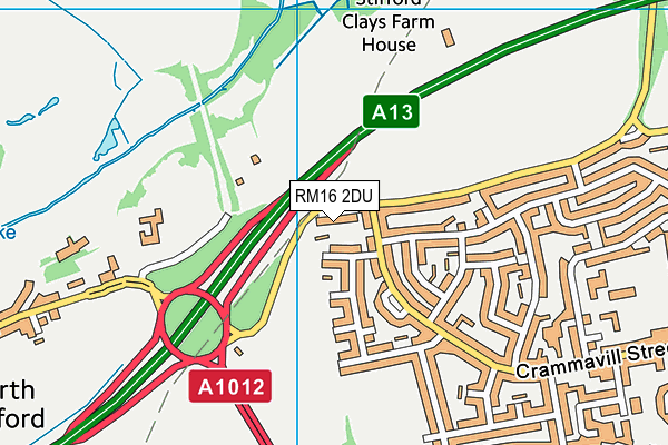 RM16 2DU map - OS VectorMap District (Ordnance Survey)