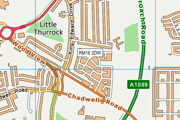 RM16 2DW map - OS VectorMap District (Ordnance Survey)