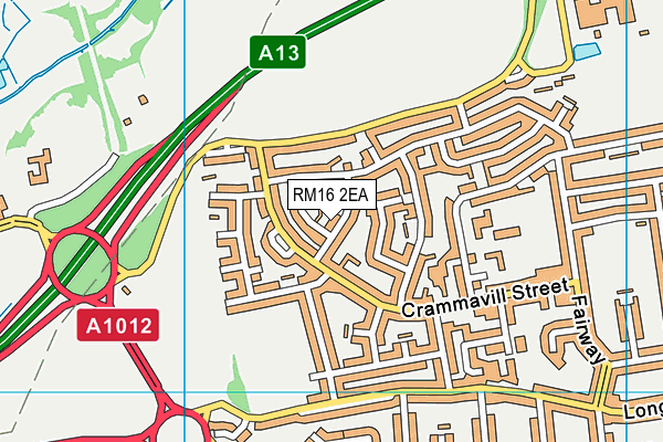 RM16 2EA map - OS VectorMap District (Ordnance Survey)