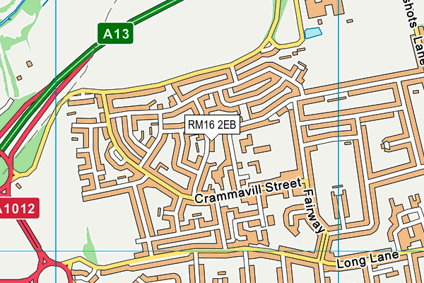 RM16 2EB map - OS VectorMap District (Ordnance Survey)