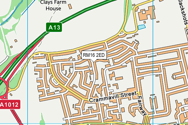 RM16 2ED map - OS VectorMap District (Ordnance Survey)