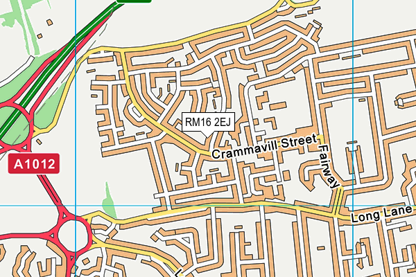RM16 2EJ map - OS VectorMap District (Ordnance Survey)