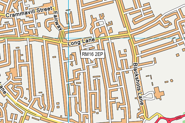 RM16 2EP map - OS VectorMap District (Ordnance Survey)