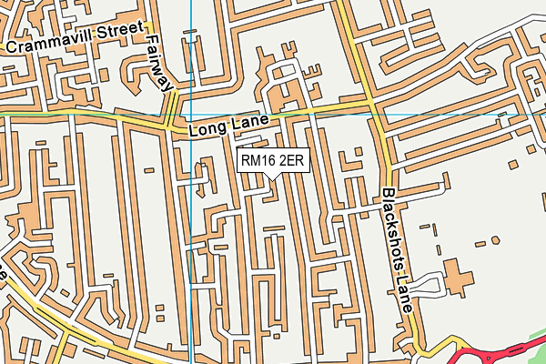 RM16 2ER map - OS VectorMap District (Ordnance Survey)