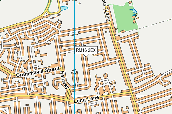 RM16 2EX map - OS VectorMap District (Ordnance Survey)