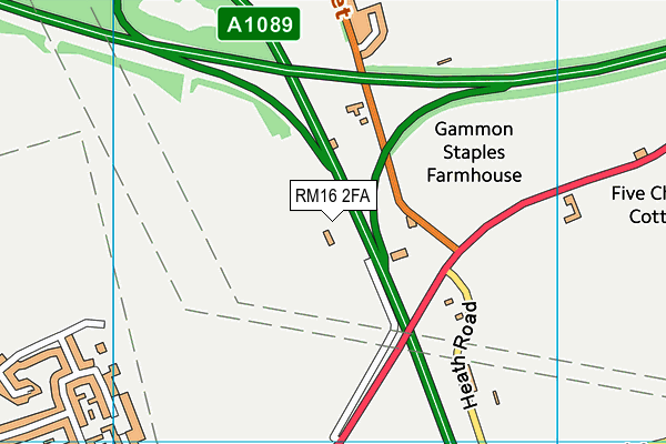 RM16 2FA map - OS VectorMap District (Ordnance Survey)